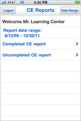 iPhone CME Tracker CE Reports Screen