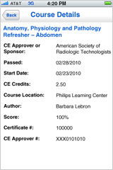 iPhone CME Tracker Completed CE Course Details