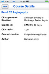 iPhone CME Tracker Uncompleted CE Course Details Screen