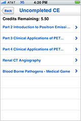 iPhone CME Tracker Uncompleted CE Report Screen