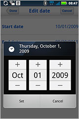 Android CME Tracker Date Range Selection Screen